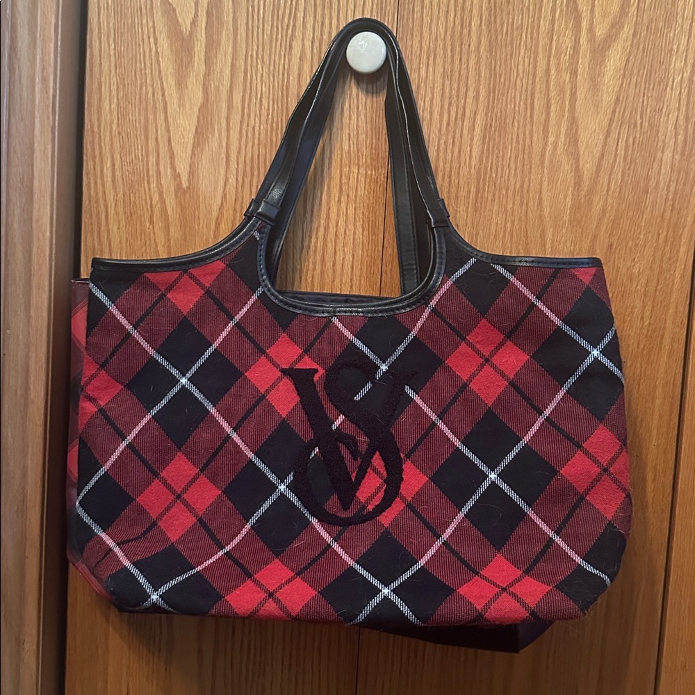 Victoria's Secret Red and Black Checkered Tote - Picture 8 of 10